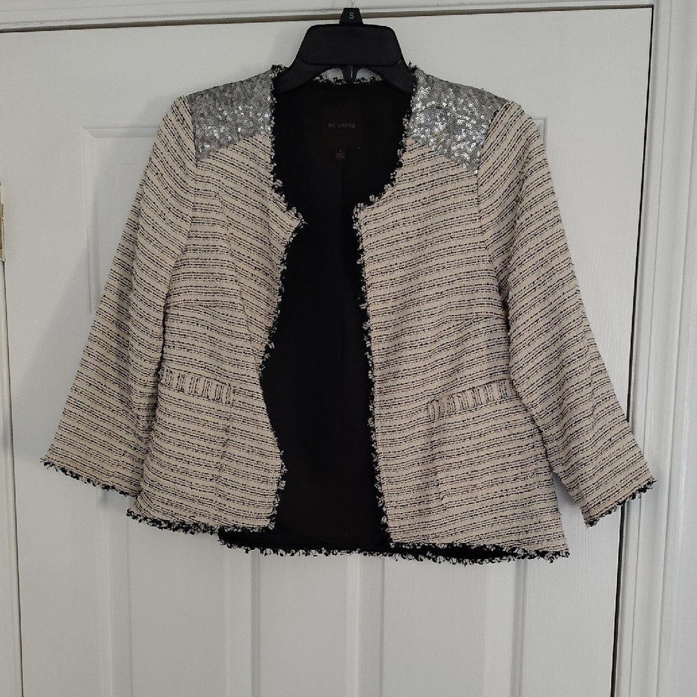 The Limited Cream and Silver Tweed Blazer